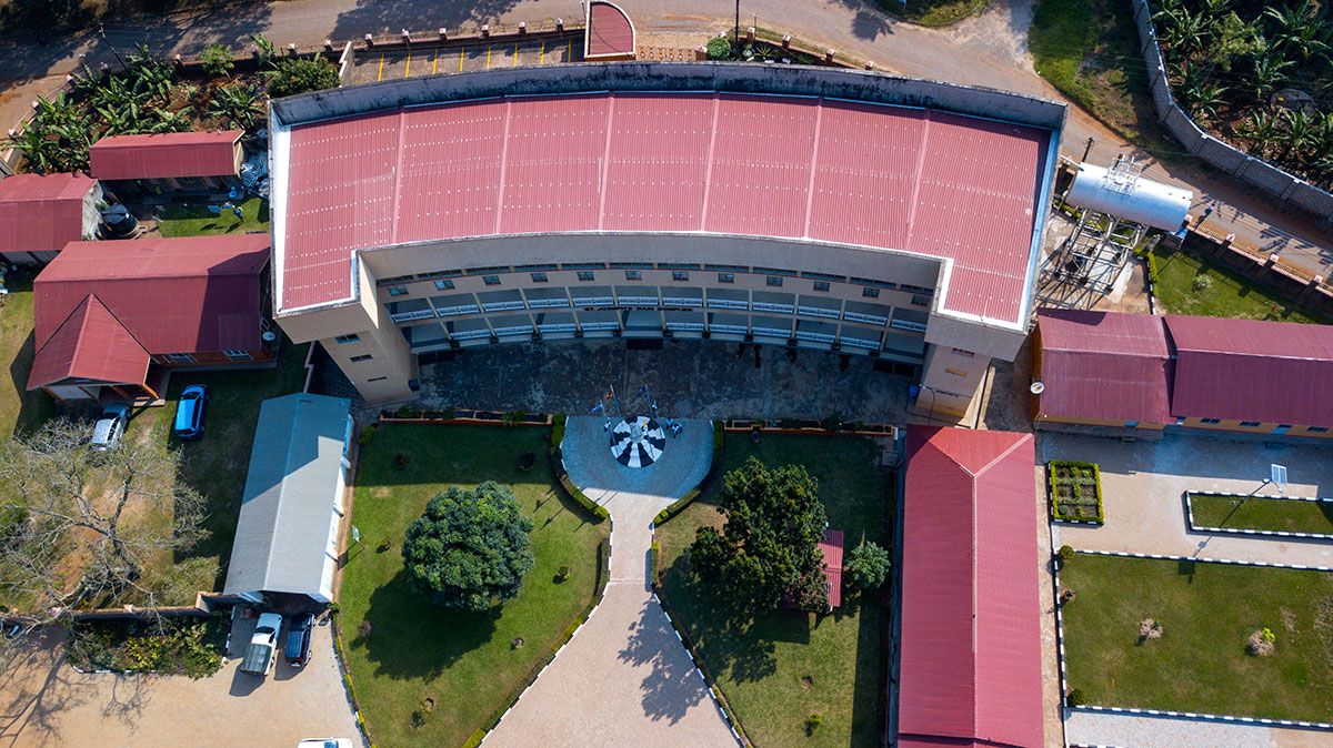 An aerial view of the administration Square